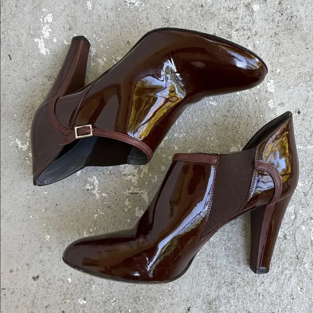 Theory patent leather booties